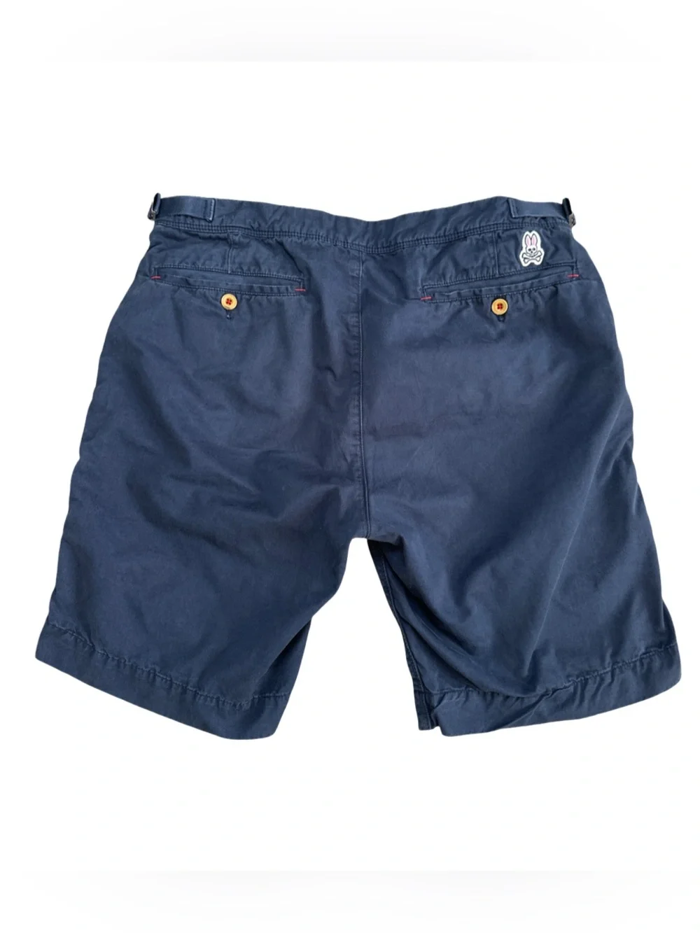 Psycho Bunny Mens 33 Classic Navy Blue Chino Cotton Adjustable Waist Shorts